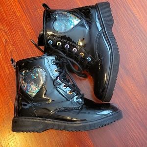 Girls patent black booties (used 1x)